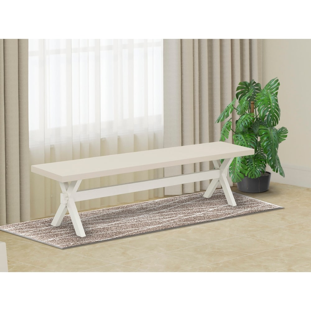 East West Furniture X Style Modern Dining Bench with Wooden Seat(Finish Options)