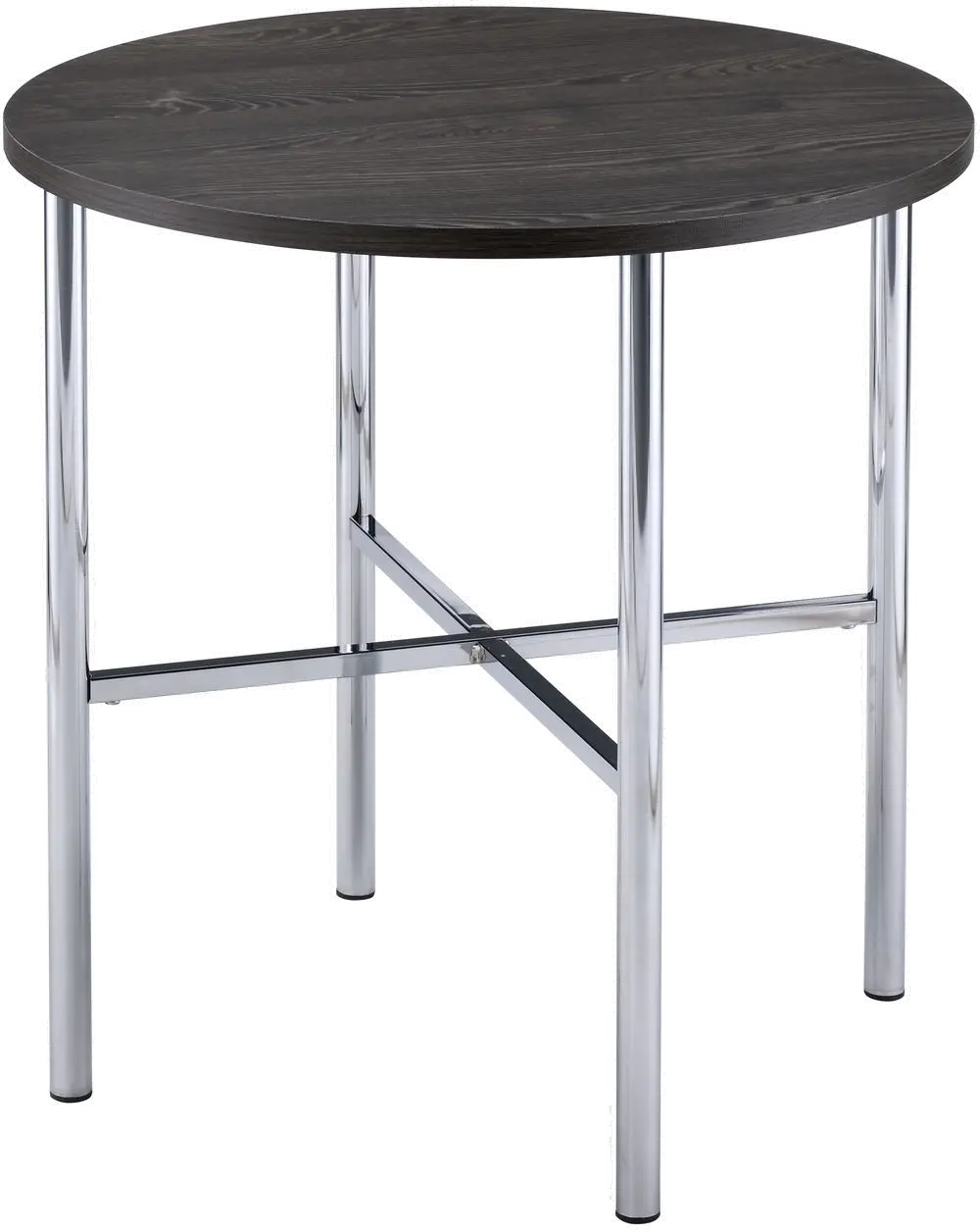 Dakota Charcoal Off Black and Chrome Round 3 Pack Table Set