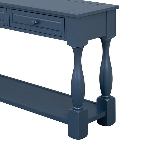 Long Extra-thick Sofa Table with Drawers and Shelf for Entryway