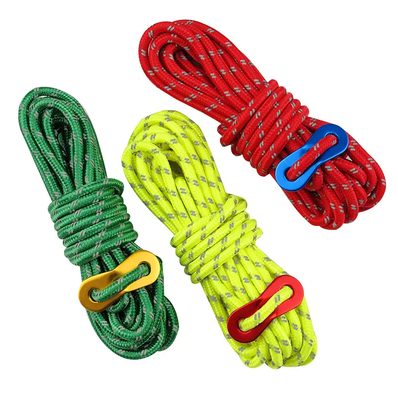 4*4M Reflective Wind Rope with Outdoor Rope Buckle Shelter for The Sun Awning Camping Night Light Noose Tent Rope