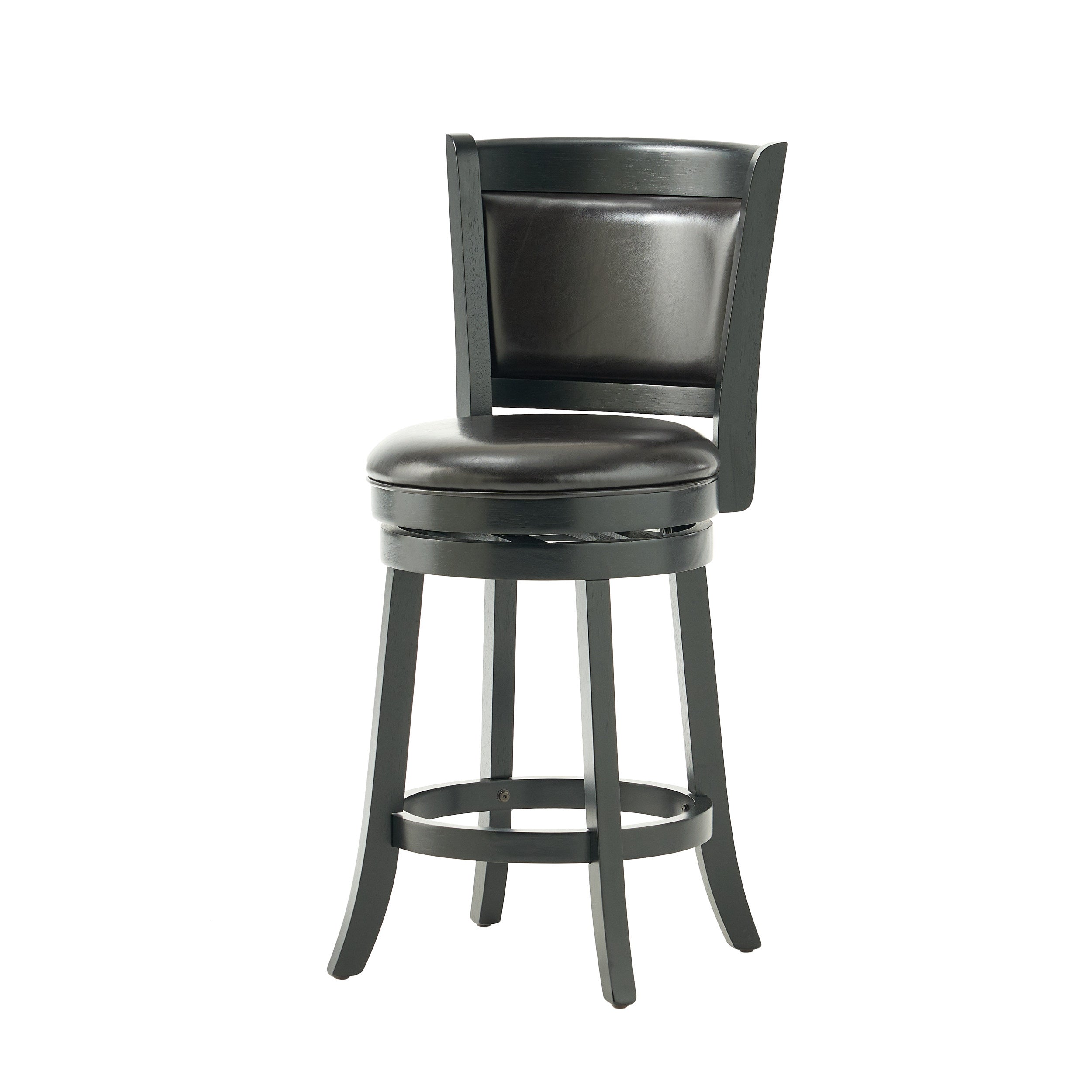 Davis 24-Inch Black Bonded Leather Swivel Backed Counter Stool