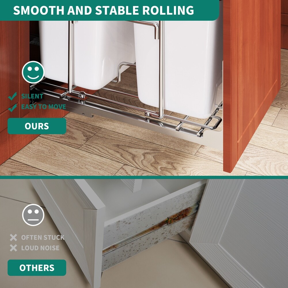 Double 43 Quart Pull Out Kitchen Waste Containers