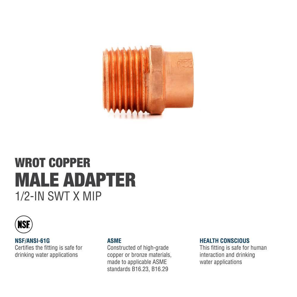 Everbilt 12 in. Copper Pressure Cup x MPT Male Adapter Fitting W 01131EB