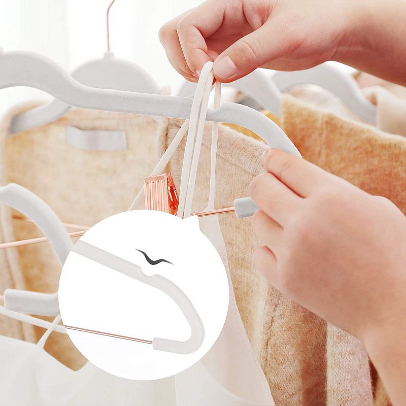 White 24-Pack Velvet Coat Hangers with Movable Clips