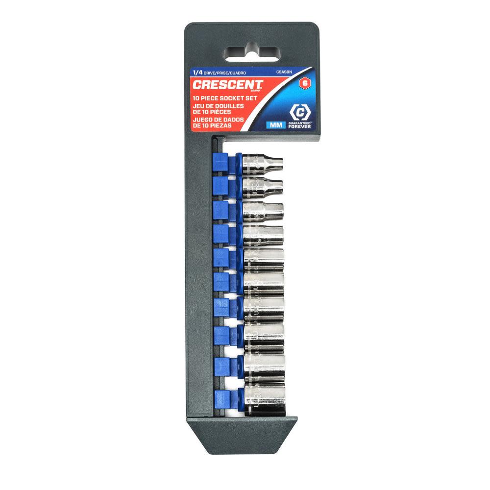 Socket Set， 10 Pc. 1/4 In. Drive 6 Point Metric