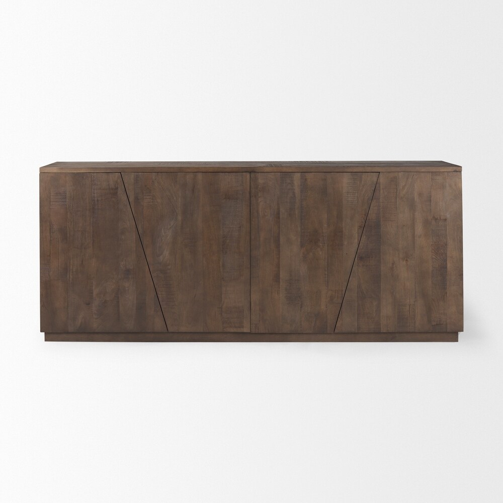 West Dark Brown Solid Wood w/ Angular Doors Sideboard   82\