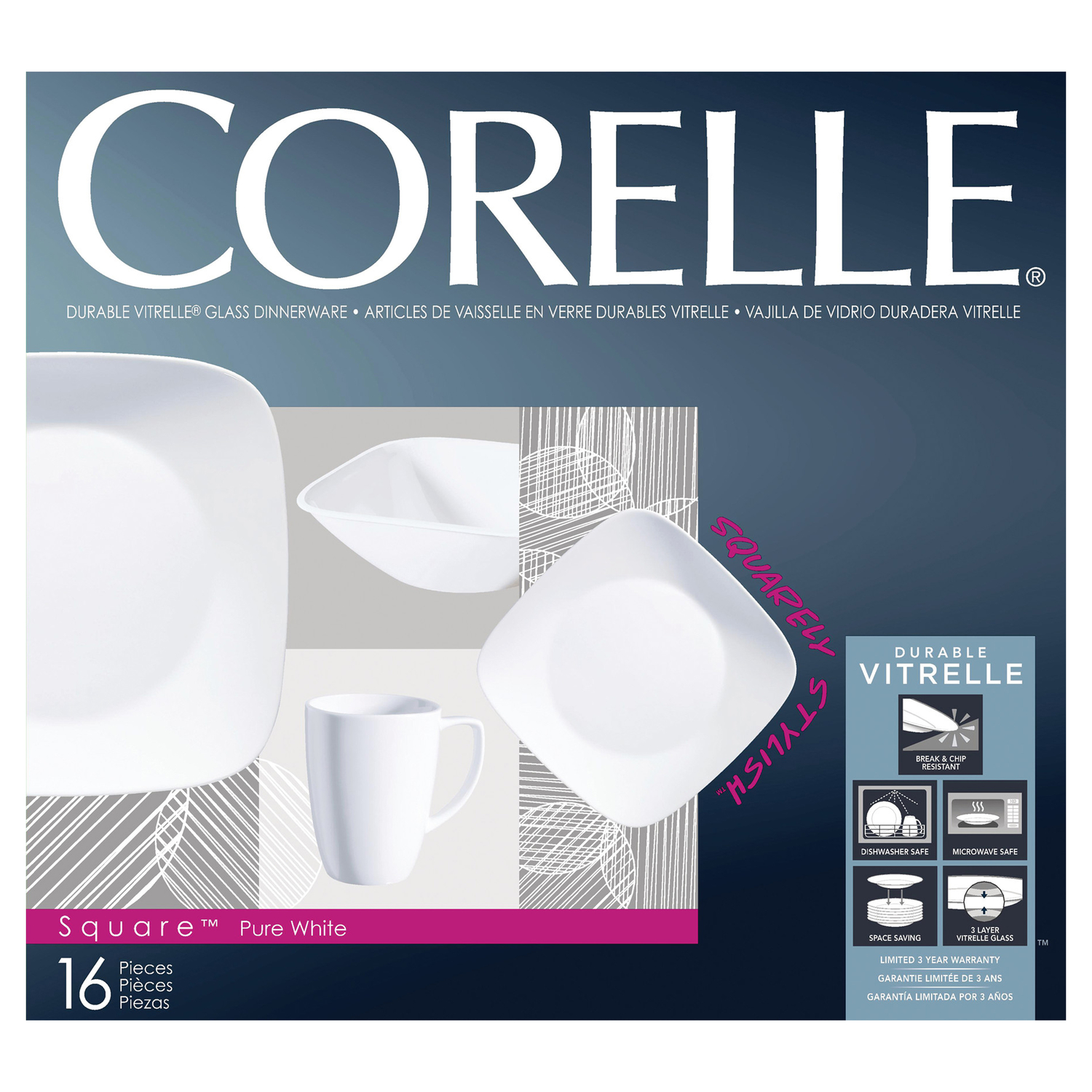 Corelle White Glass Pure White Dinnerware Set 16 pc