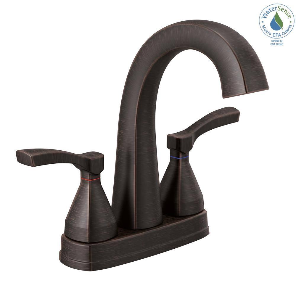 Delta Stryke 4 in Centerset 2Handle Bathroom Faucet with Metal Drain Assembly in Venetian Bronze