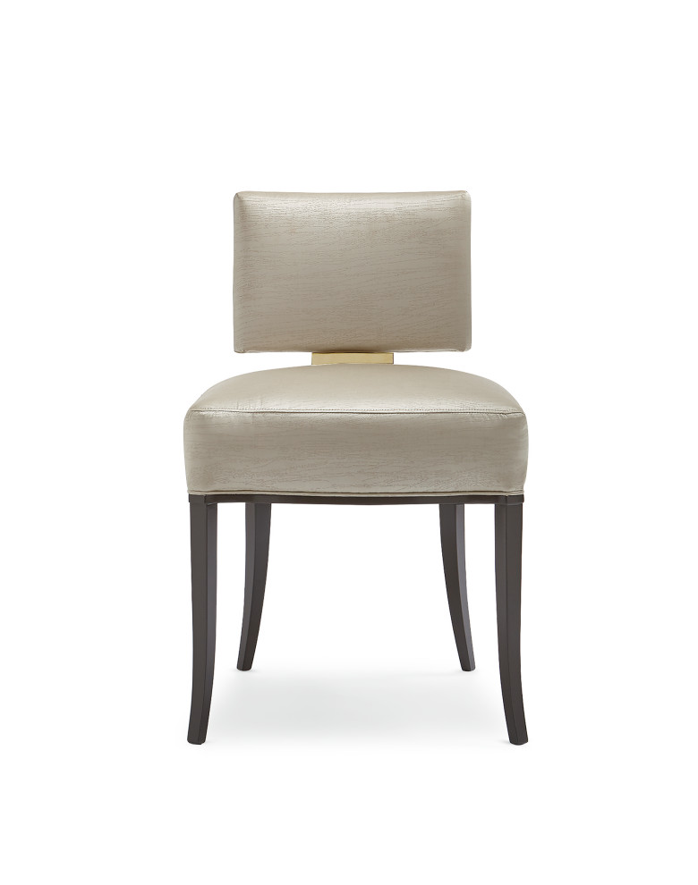 Reserved Seating Side Chair  Sateen With Gold Metal Accents   Transitional   Dining Chairs   by yZiGN  Houzz