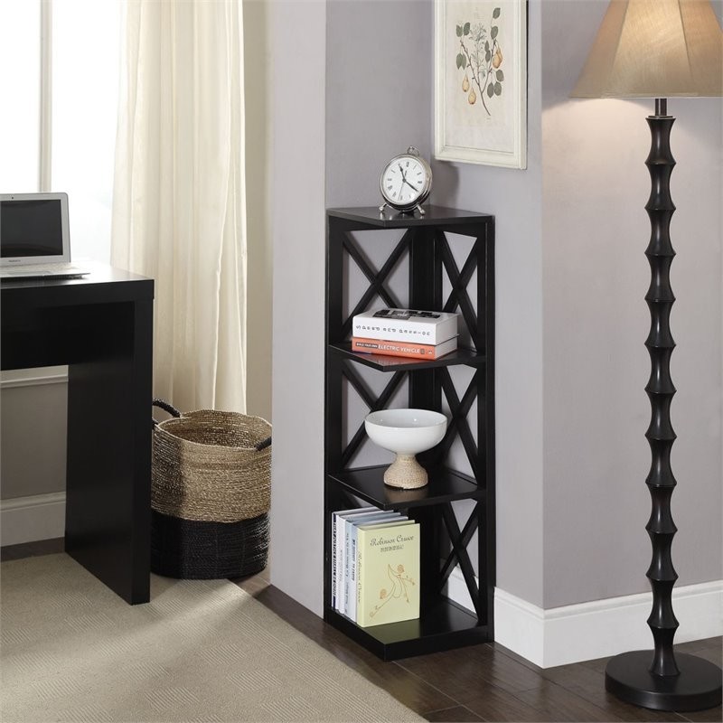 Scranton  ampCo 3 Shelf Corner Bookcase in Black   Contemporary   Bookcases   by Homesquare  Houzz