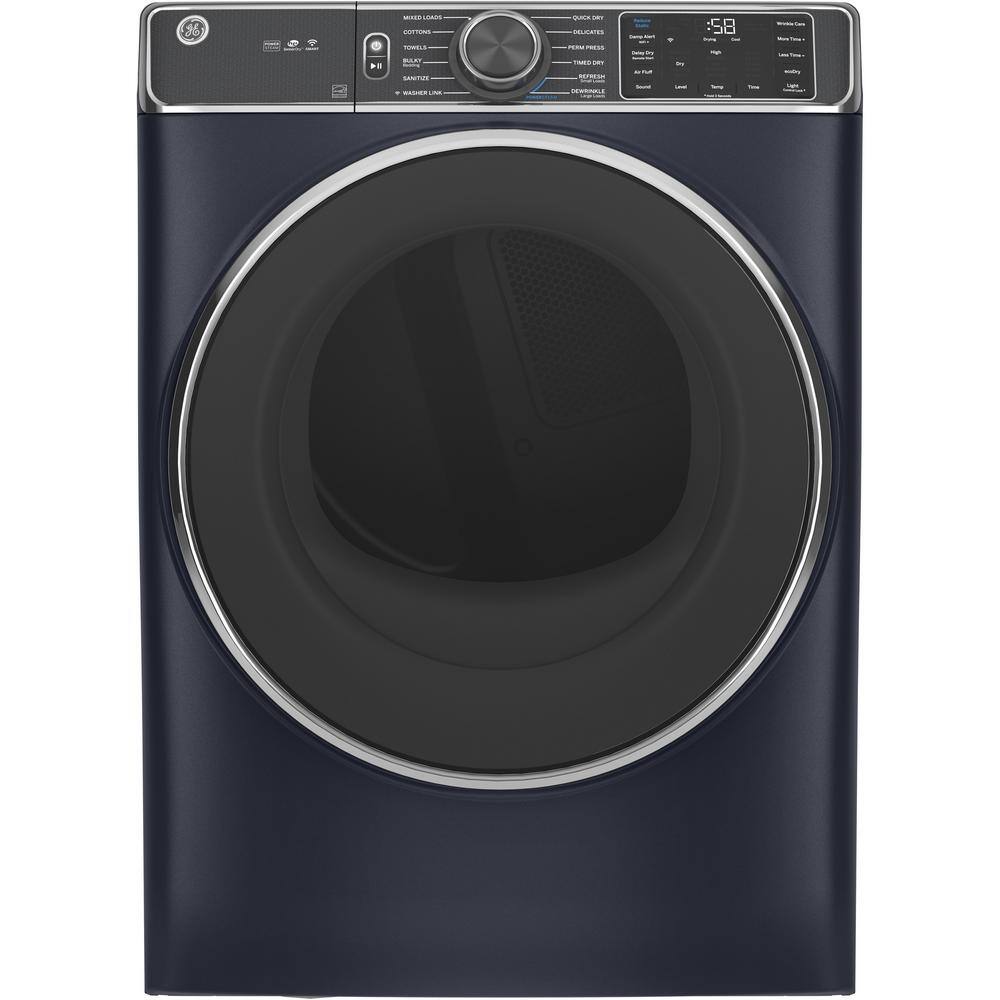 GE 7.8 cu. ft. Smart Front Load Electric Dryer in  Sapphire Blue with Steam and Sanitize Cycle ENERGY STAR GFD85ESPNRS