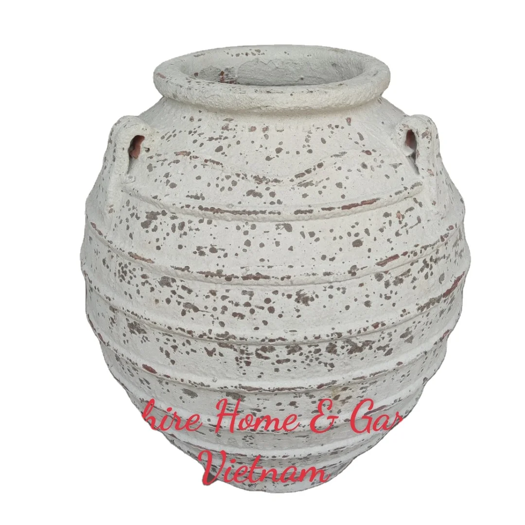 White Atlantis Ceramic Pots for Plants Garden outdoor pottery Large Antique Pots / Rustic Pots wholesale for garden center