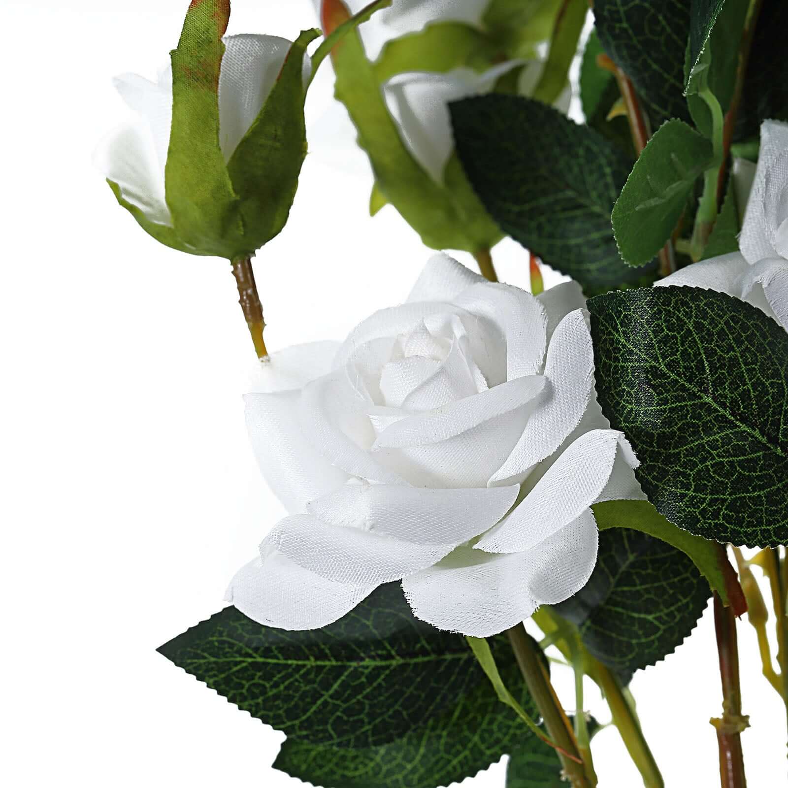 2 Stems White Artificial Silk Rose Flower Bouquet Bushes 38