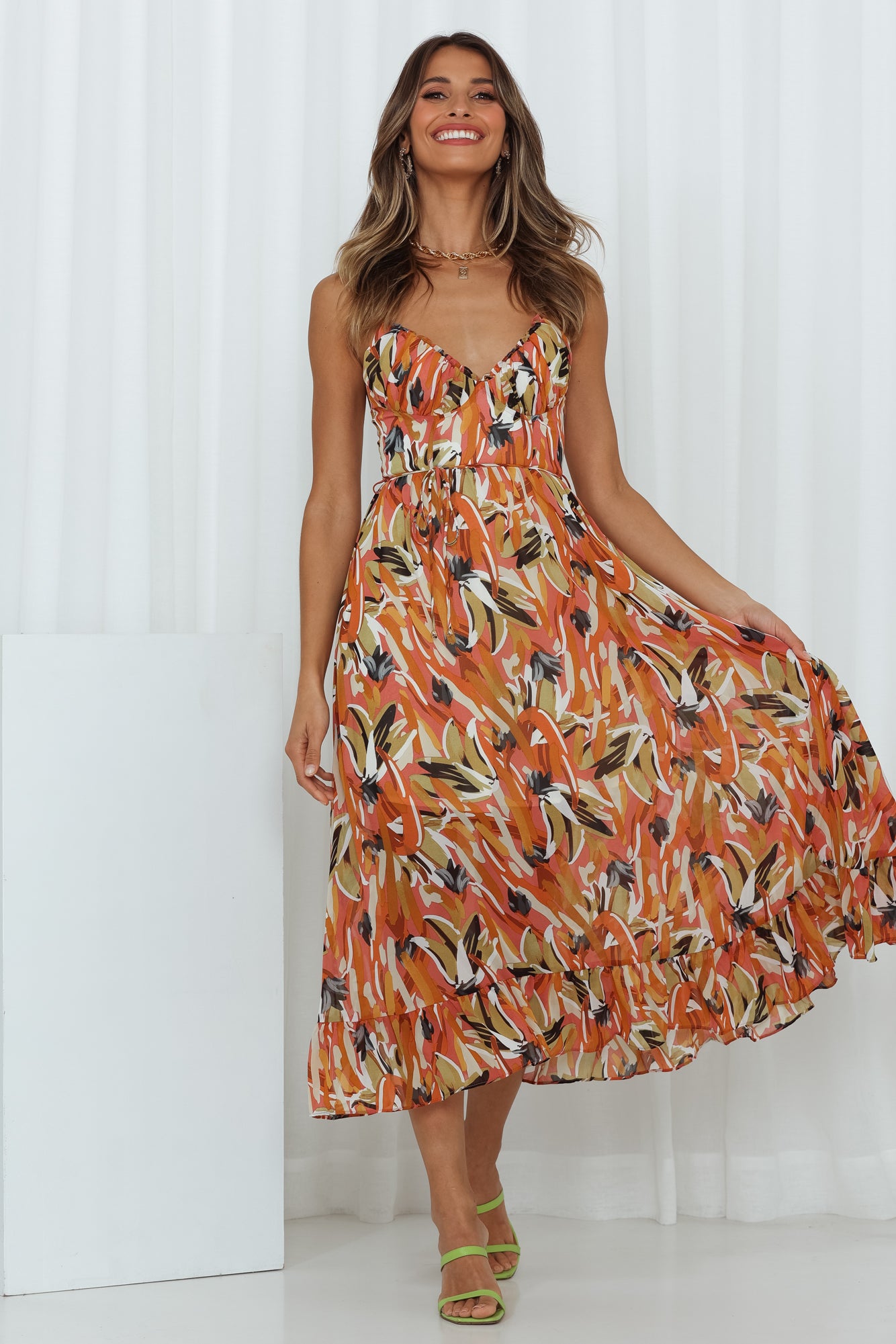 Lay It Out Midi Dress Orange