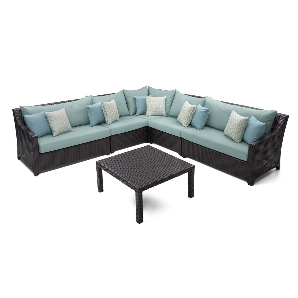 Deco 6 Piece Sunbrella Outdoor Patio Sectional And Table Set