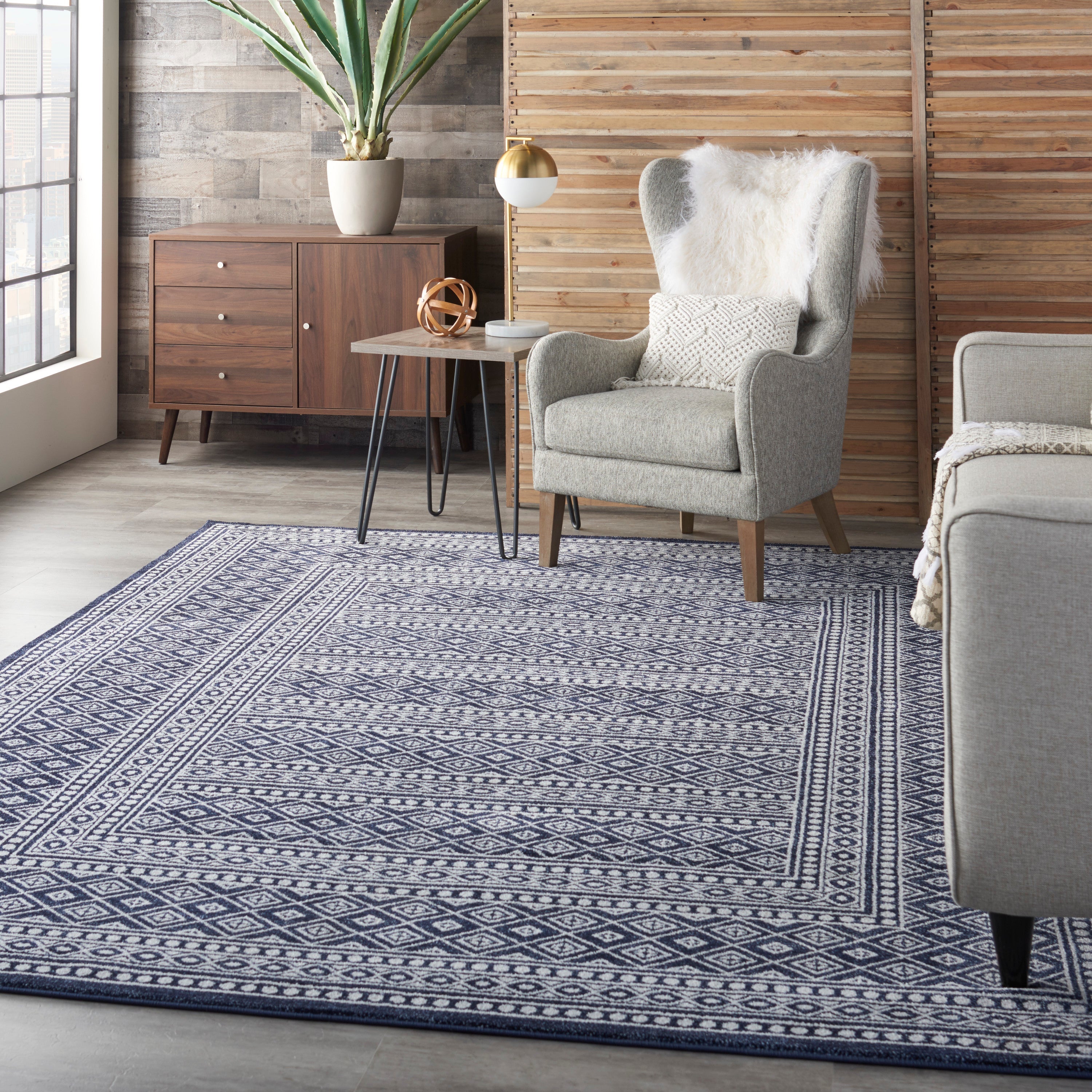 Palermo Navy/Grey Rug