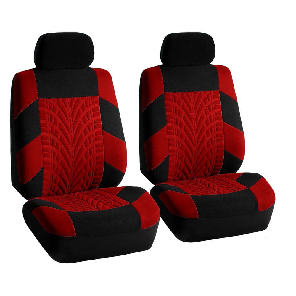 FH Group Polyester 47 in. x 23 in. x 1 in. Travel Master Full Set Car Seat Covers DMFB071RED115