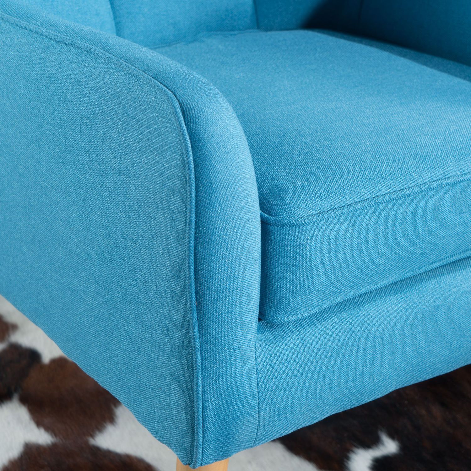 31 Sky Blue and Beige Contemporary Tufted Back Armchair