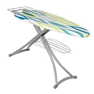 Honey-Can-Do Silver Steel Collapsible Ironing Board with Iron Rest and Multi-Colored Cover BRD-08953