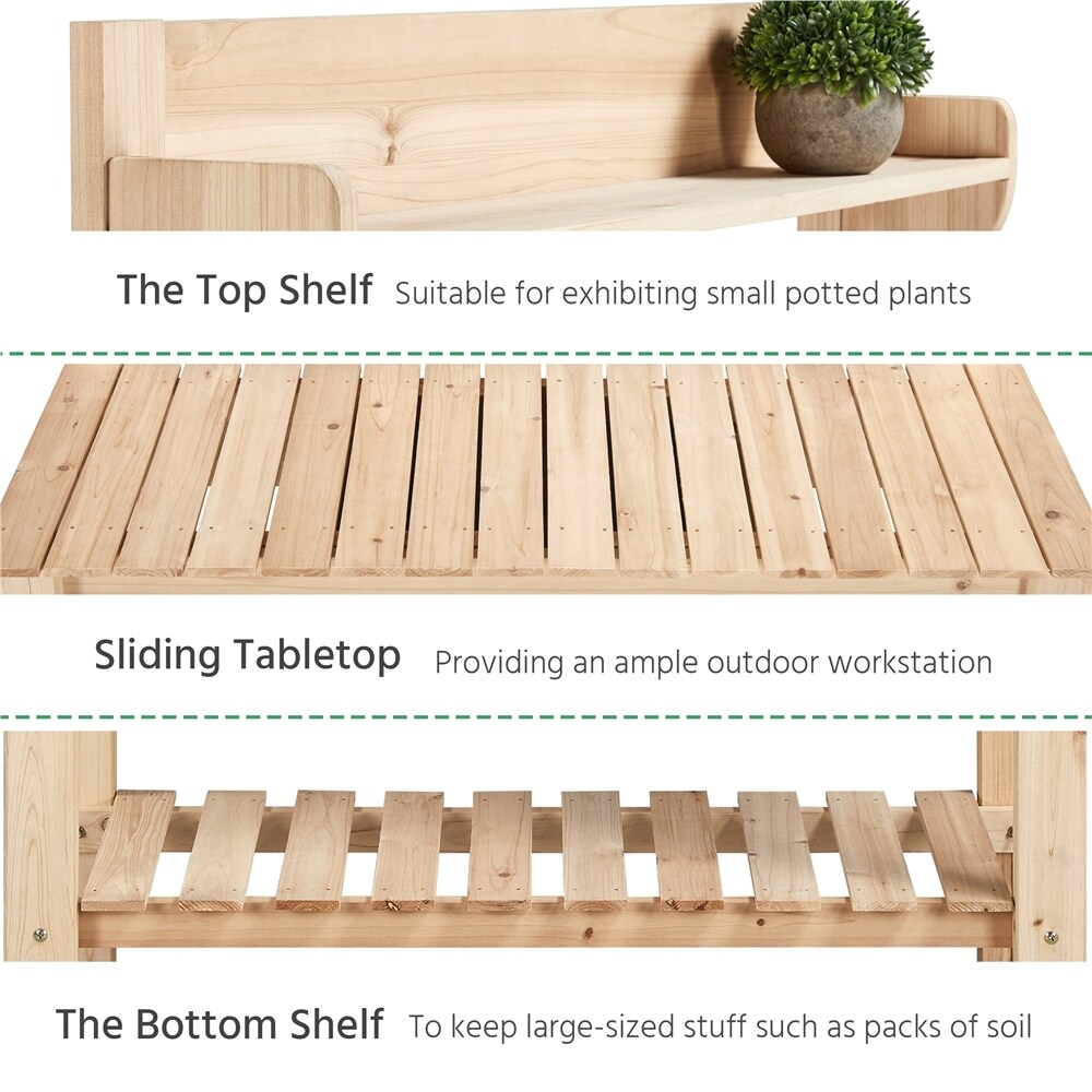 Yaheetech Garden Potting Bench Planting Table with Sliding Tabletop