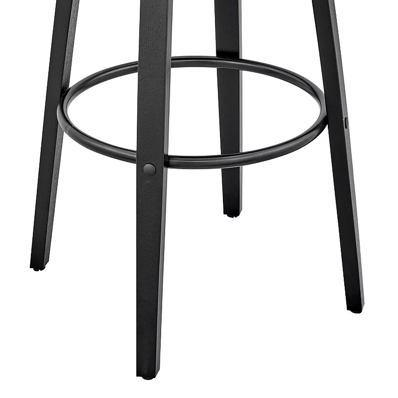 26 Inch Leatherette Barstool with Cut Out Back， Gray and Black