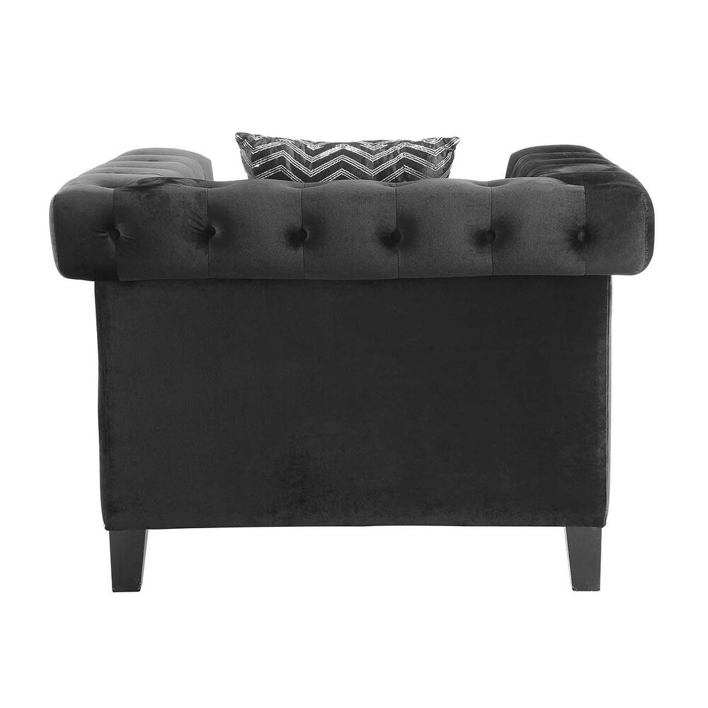 Coaster Furniture Reventlow Black 3 piece Upholstered Tufted Living Room Set