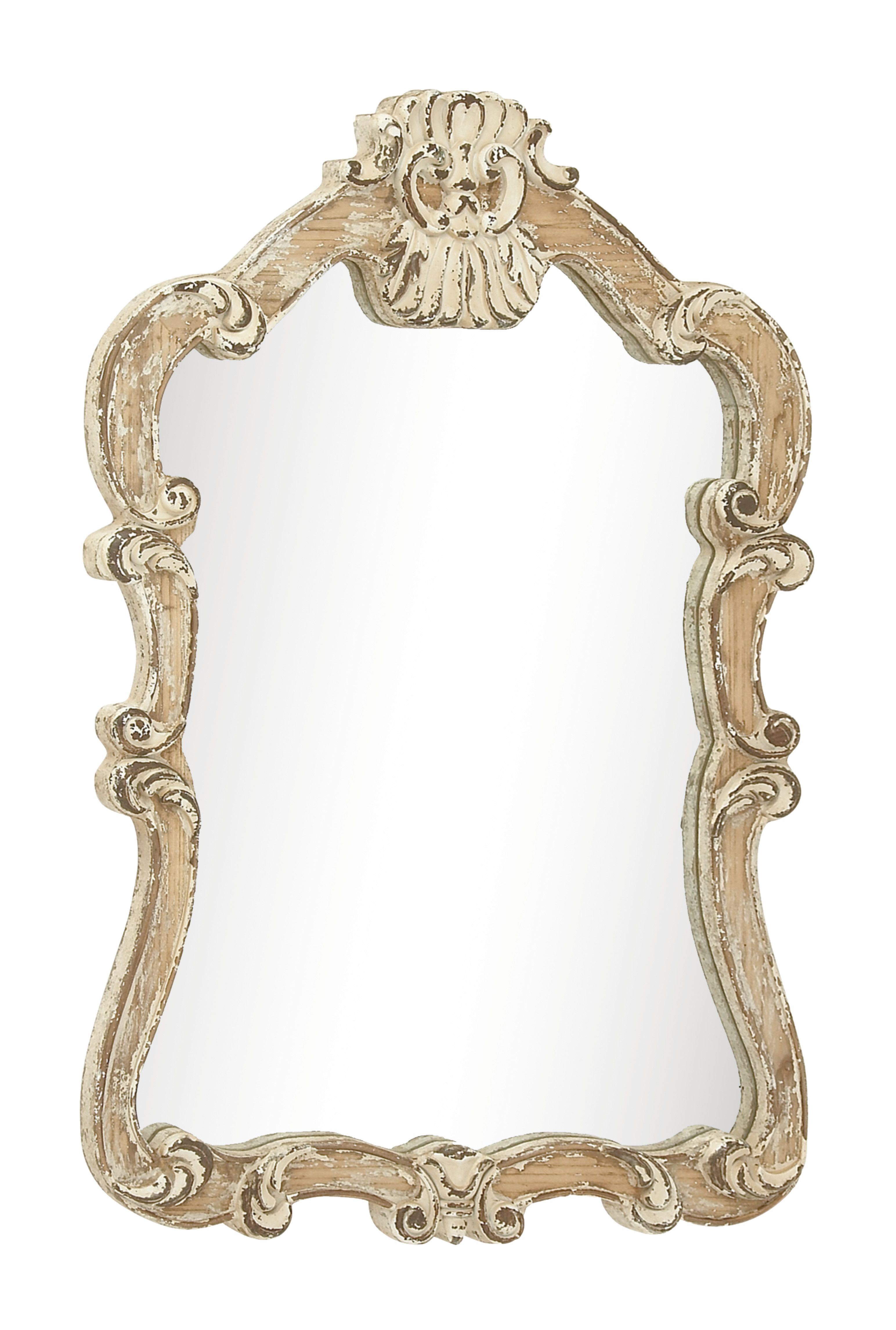 Cream Vintage Wood Wall Mirror 39 x 25