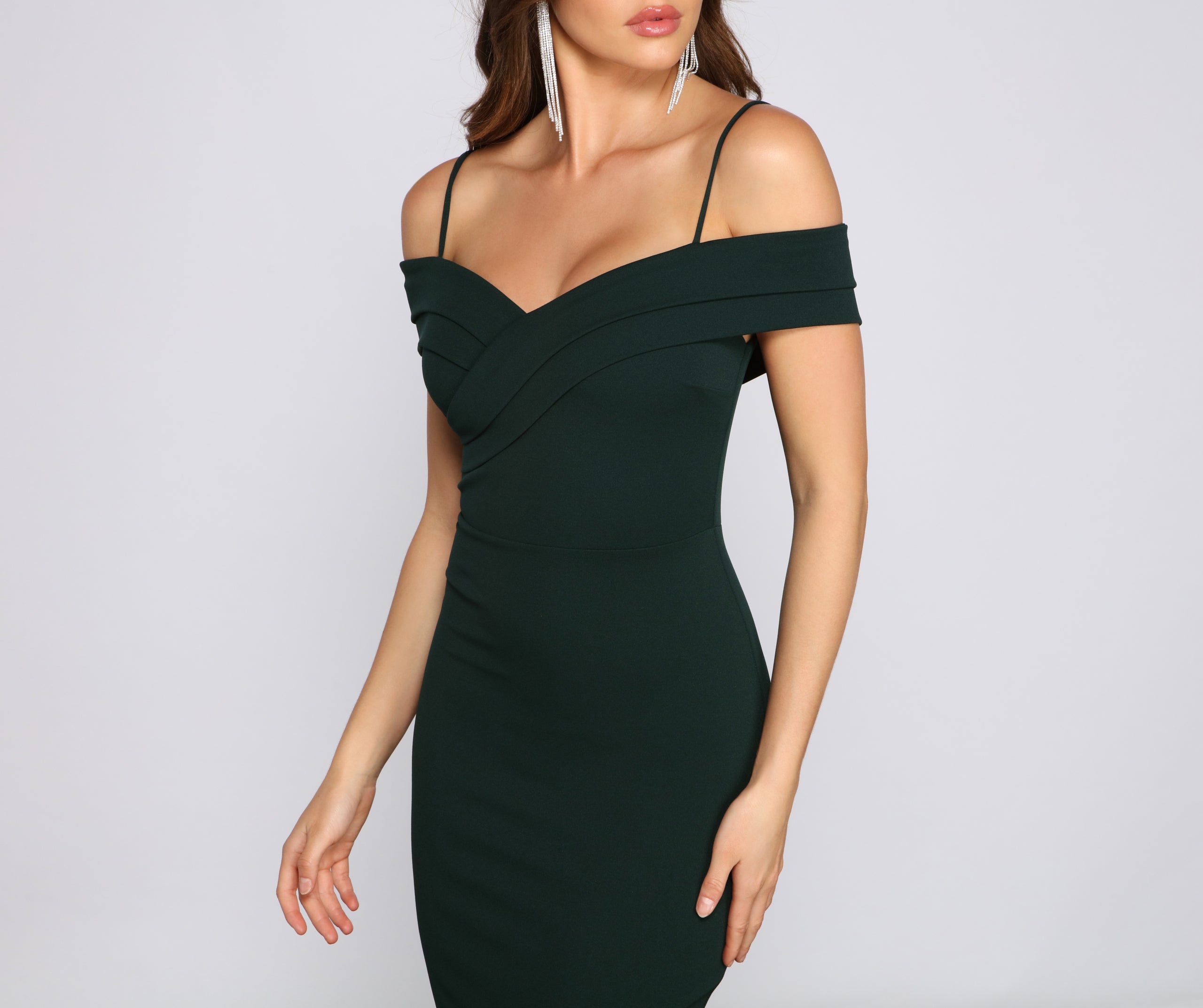 Valeria Formal Off-The-Shoulder Crepe Midi Dress