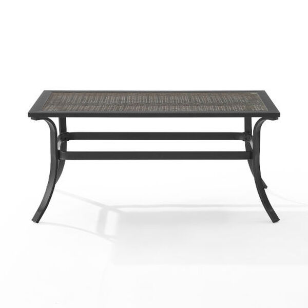 Dahlia Matte Black and Brown Metal And Wicker Coffee Table