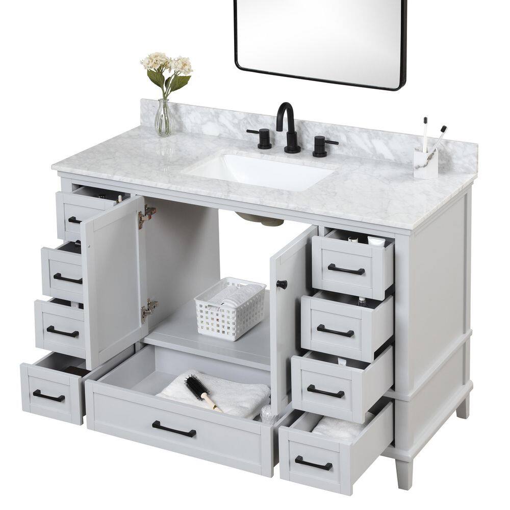 Home Decorators Collection Merryfield 49 in. W x 22 in. D Bath Vanity in Dove Gray with Carrara Marble Vanity Top in White with White Sink 19112-VS49-DV