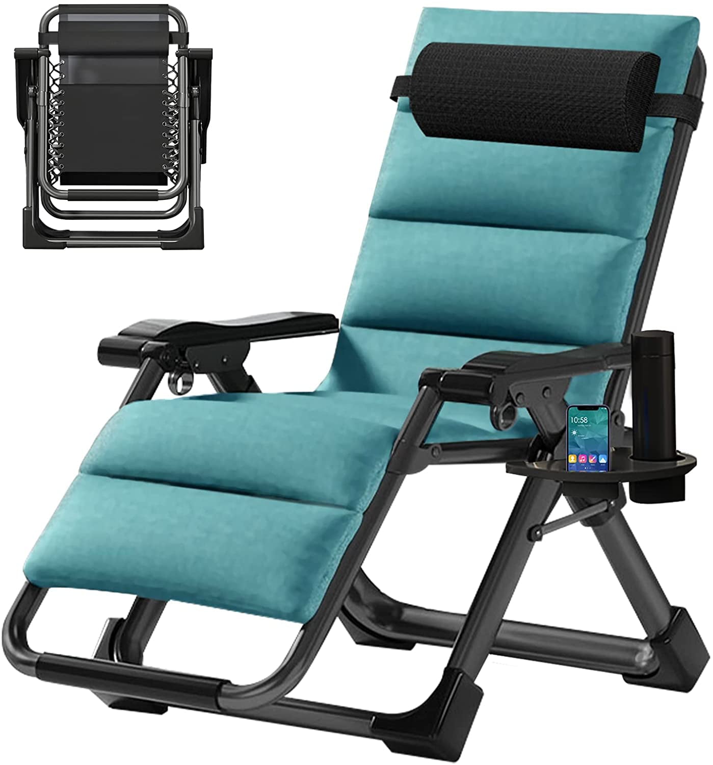 Slsy Zero Gravity Chair, Reclining Lounge Chair with Removable Cushion & Tray for Indoor and Outdoor,Patio Recliner Folding Reclining Chair