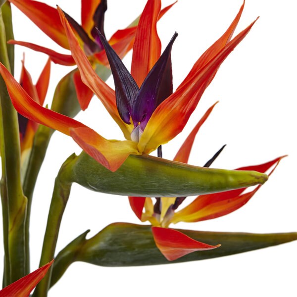 Nearly Naturals Multicolored Large Birds of Paradise in Vase