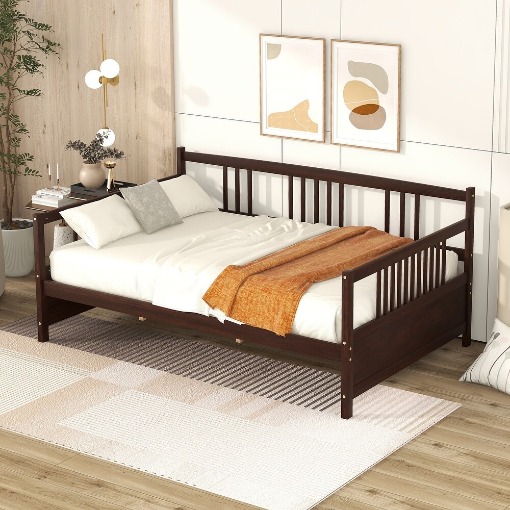 Espresso Full Size Daybed with Support Legs   Multi functional Design  Additional Storage Space