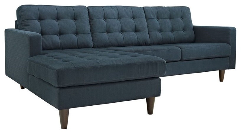 Empress Left Facing Upholstered Sectional Sofa  Azure   Midcentury   Sectional Sofas   by First of a Kind USA Inc  Houzz