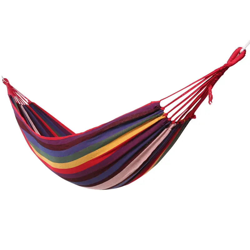 Indoor Outdoor Colorful Striped Camping Hammock For Garden Sports Home Travel Camping Swing Thick Canvas Hang Bed hammock