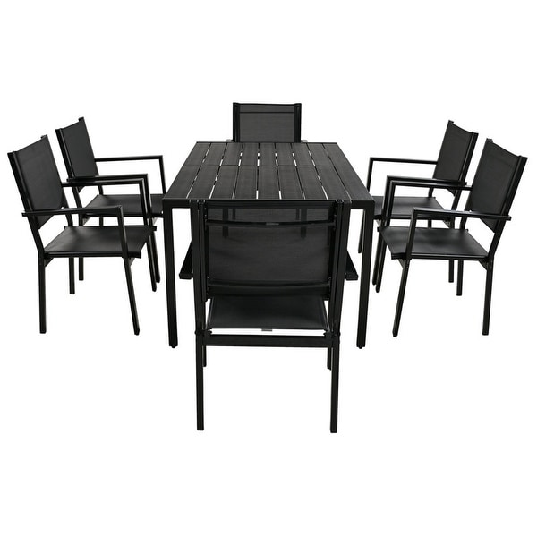 7Piece Outdoor Rectangular Dining Set Table and Chair Set，Steel