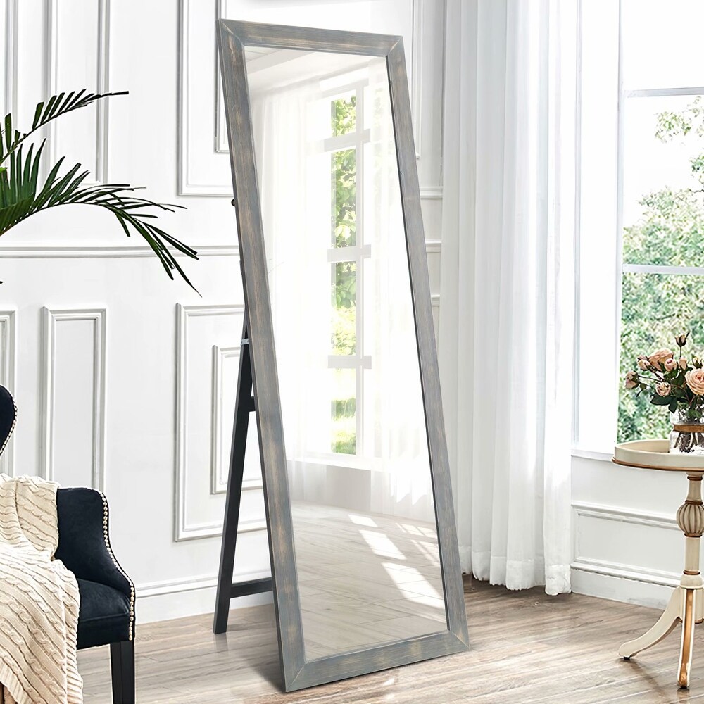 Wood Bedroom Dressing Full length Mirror with Standing