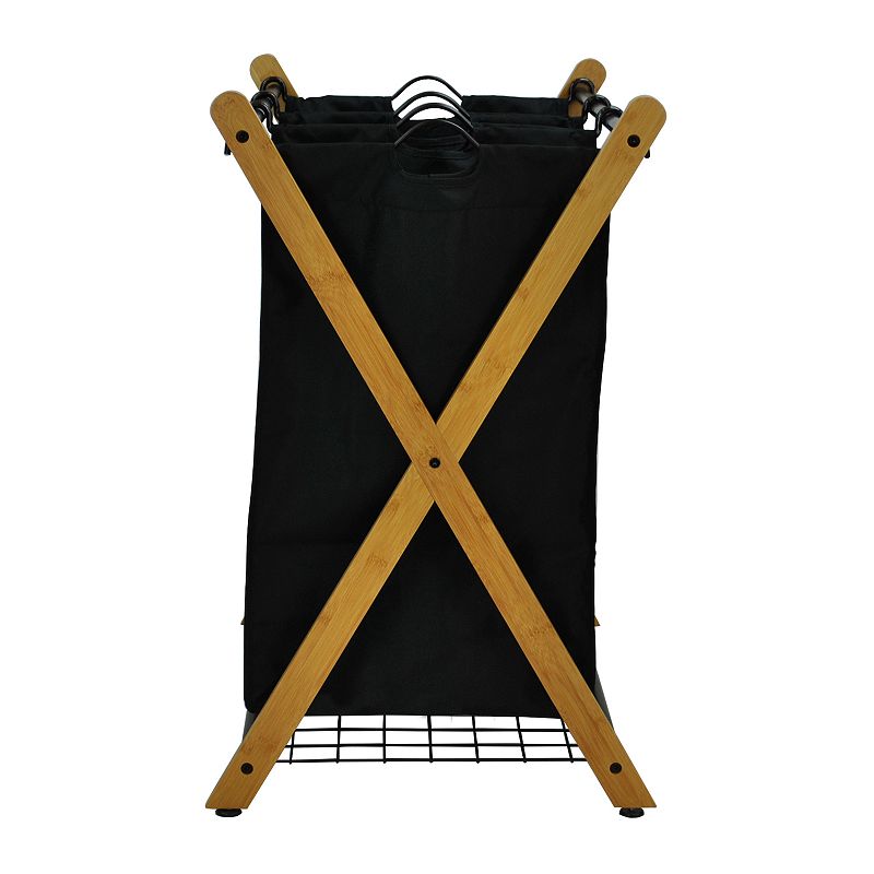 Oceanstar X-Frame Bamboo 3-Bag Laundry Sorter