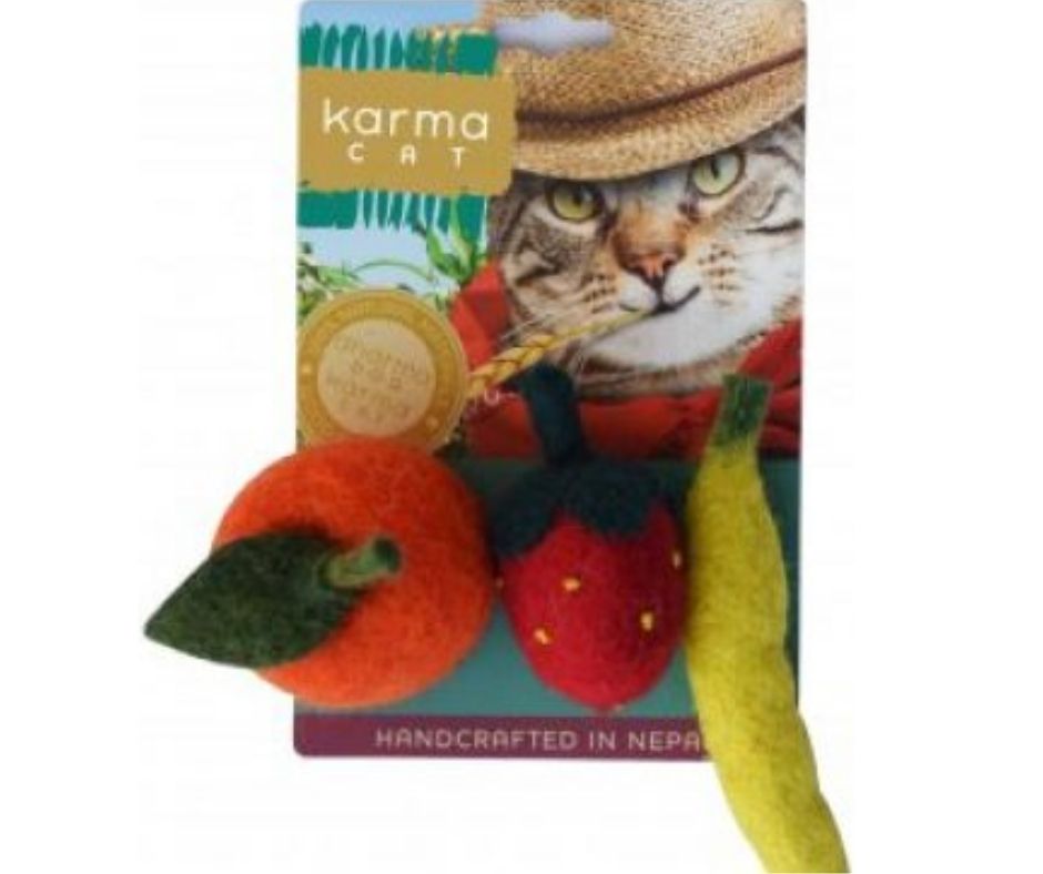 Karma Cat - 3″ Fruit， Pack of 3. Cat Toys.