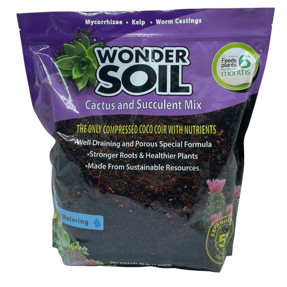 WONDER SOIL 12 Qt. Premium Cactus and Succulent Expanding Potting Soil Mix WSCACTUS3