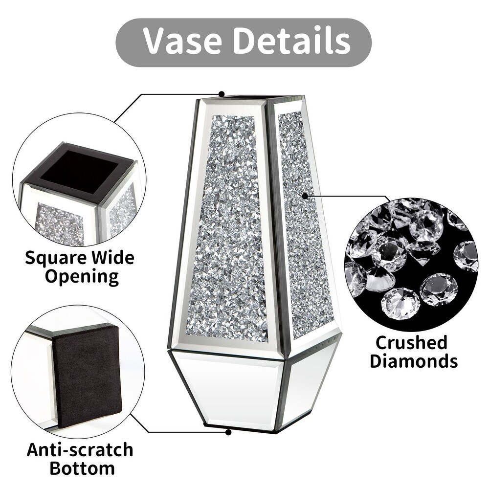 Crushed Diamond Mirrored Vases Set of 2
