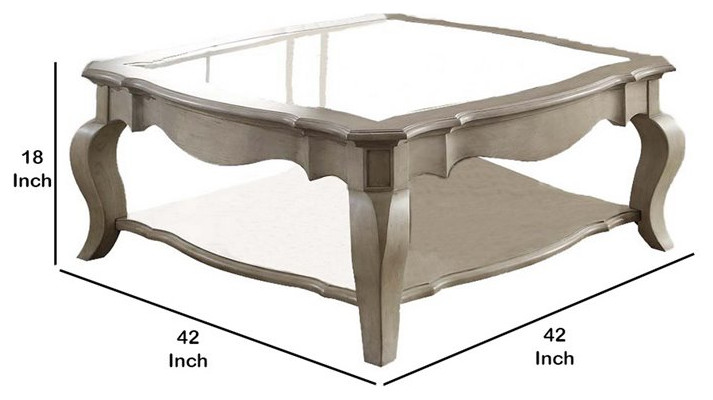 Benjara 42 quotModern Glass Top Solid Wood Coffee Table in Brown   Traditional   Coffee Tables   by Homesquare  Houzz