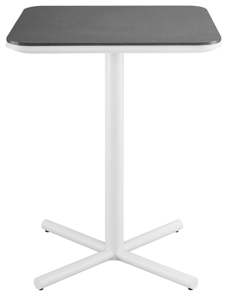 Bar Side Table  Square  Aluminum  Metal  White  Modern  Outdoor Patio Bistro   Modern   Outdoor Pub And Bistro Tables   by House Bound  Houzz