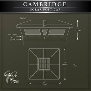 CLASSY CAPS Cambridge 6 in. x 6 in. Outdoor Black LED Solar Post Cap (2-Pack) SLC771