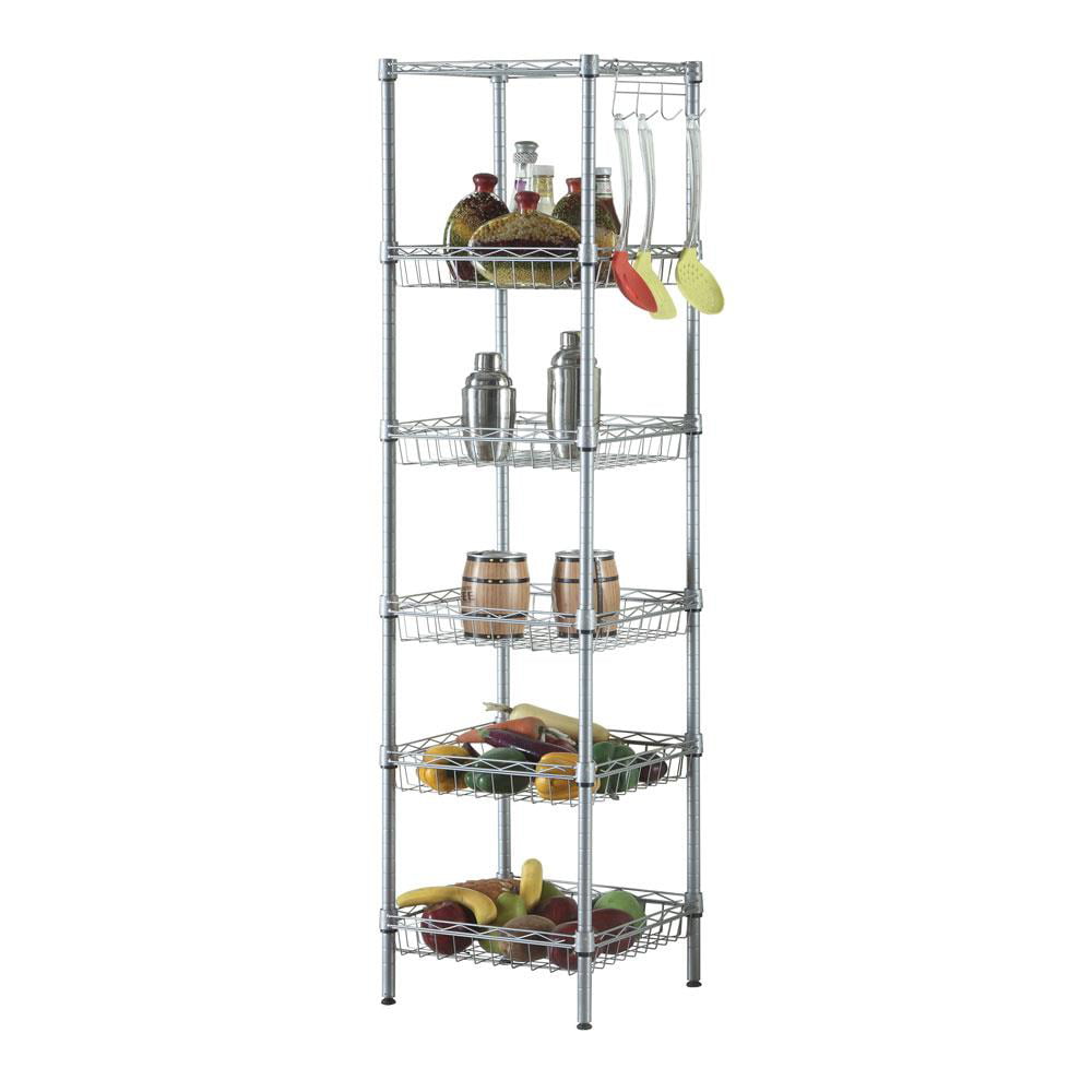 Ktaxon 6-Tier Wire Storage Shelves Unit with Side Hooks,13.39