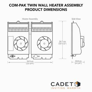 Cadet 240208-volt 40003000-watt Com-Pak Twin In-wall Fan-forced Replacement Electric Heater Assembly with Thermostat CST402T