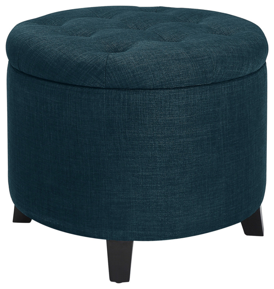 Designs4comfort Round Storage Ottoman Blue   Footstools And Ottomans   by Dot  ampBo  Houzz