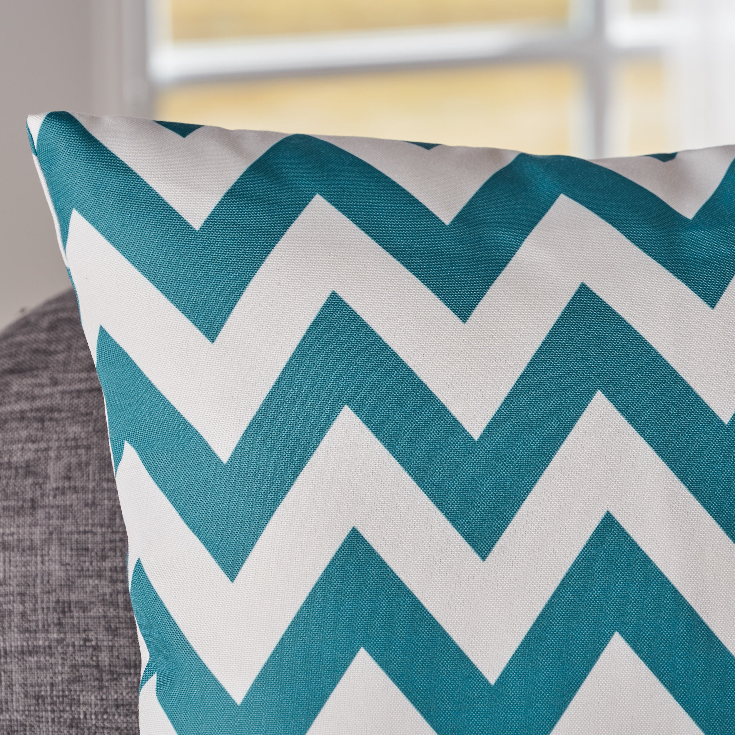 Ernest Indoor Zig Zag Striped Water Resistant Square Throw Pillows (Set of 2)