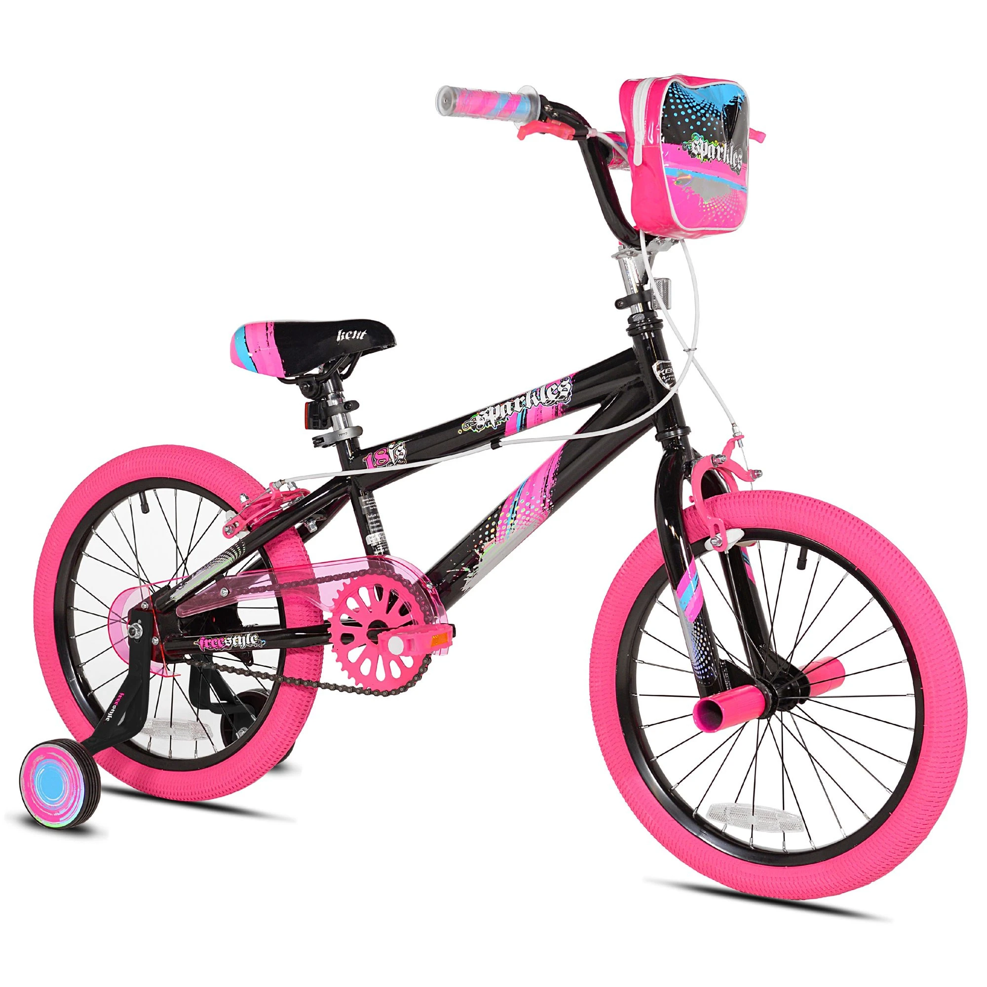 Kent 18 In. Sparkles Girl's Bike， Black and Pink