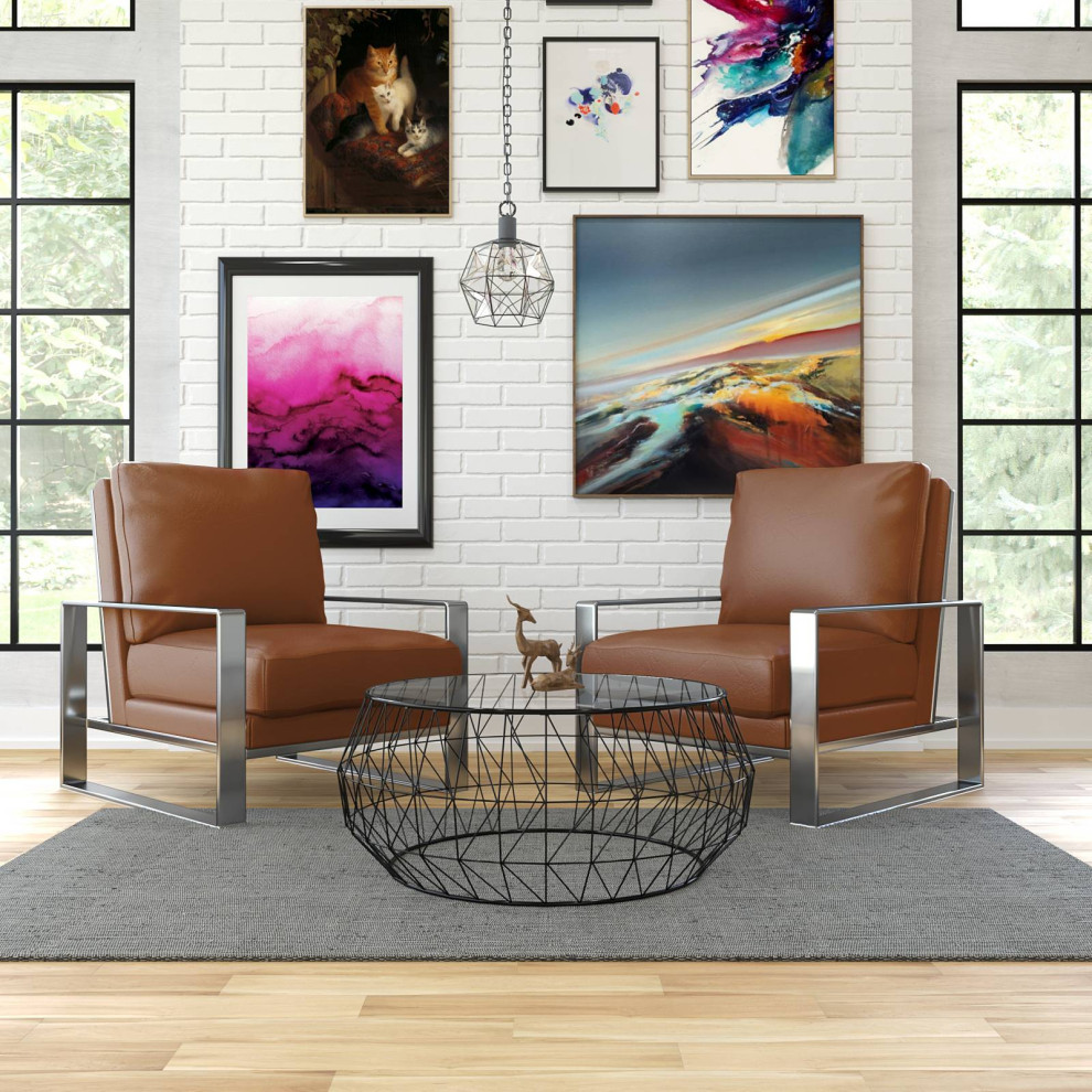 LeisureMod Jefferson 3 Piece Set With Coffee Table and 2 Arm Chairs   Contemporary   Living Room Furniture Sets   by LeisureMod  Houzz